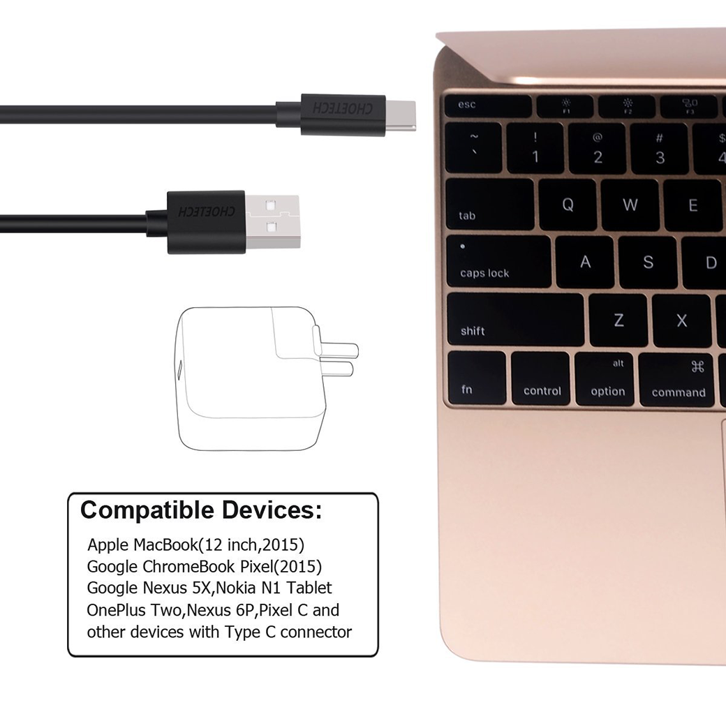 สายชาร์จ Choetech รุ่น USB-A to Type-C PVC Cable 1m (AC0002) - สีดำ