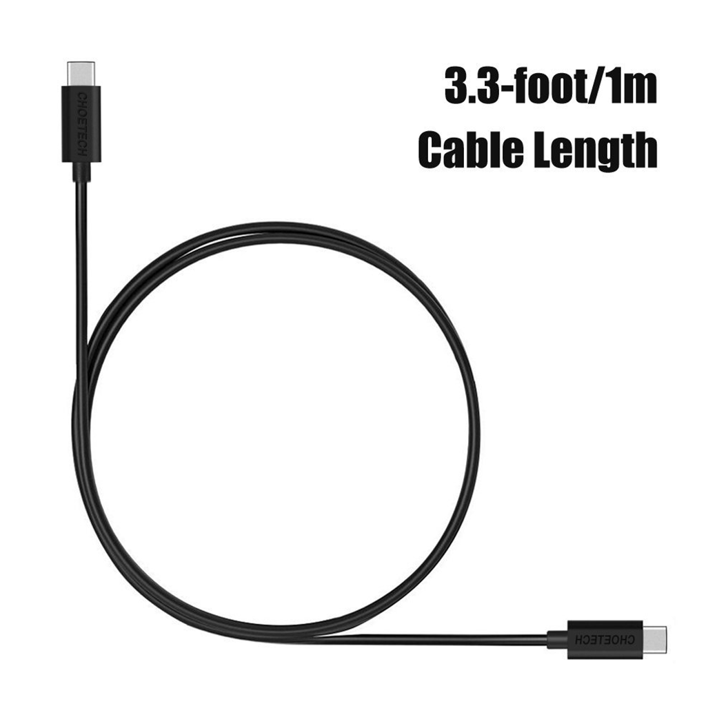 สายชาร์จ Choetech รุ่น Type-C to Type-C PVC Cable 1m (CC0002) - สีดำ
