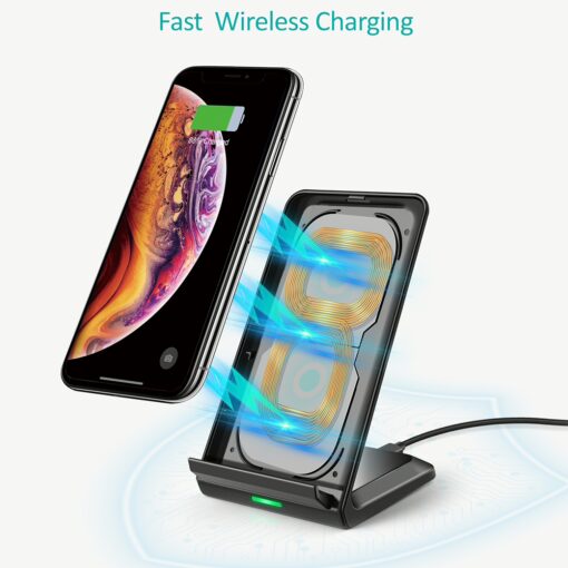 แท่นชาร์จไร้สาย Choetech รุ่น 10W Fast Wireless Charging Stand และสาย AC Cable 1.2m (T524-S) - สีดำ - Image 3