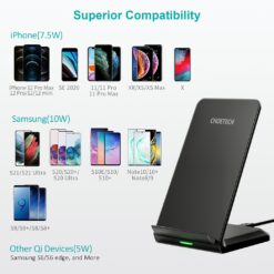 แท่นชาร์จไร้สาย Choetech รุ่น 10W Fast Wireless Charging Stand และสาย AC Cable 1.2m (T524-S) - สีดำ