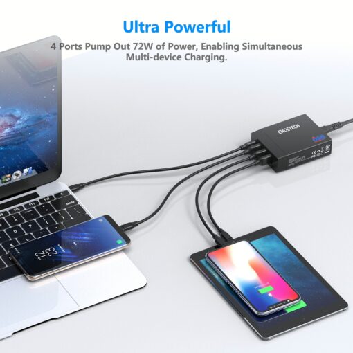 หัวชาร์จ Choetech รุ่น 4-Port Desktop Charger PD72W และสาย 1.5m US Power Cord (PD72-1C3U) - สีดำ - Image 8