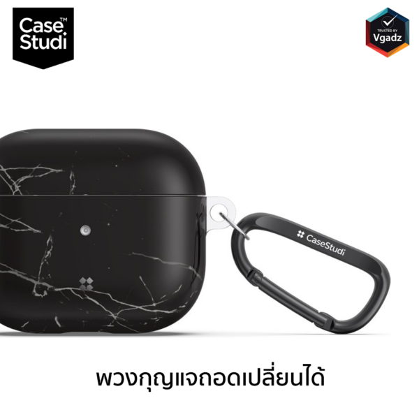 เคส CaseStudi รุ่น Prismart S - AirPods 3 (พร้อมห่วงแขวน) - สี Marble Black