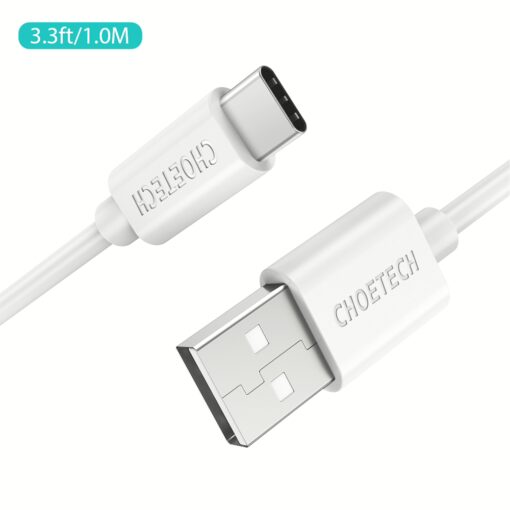 สายชาร์จ Choetech รุ่น USB-A to Type-C PVC Cable 1m (AC0002) - สีขาว - Image 2