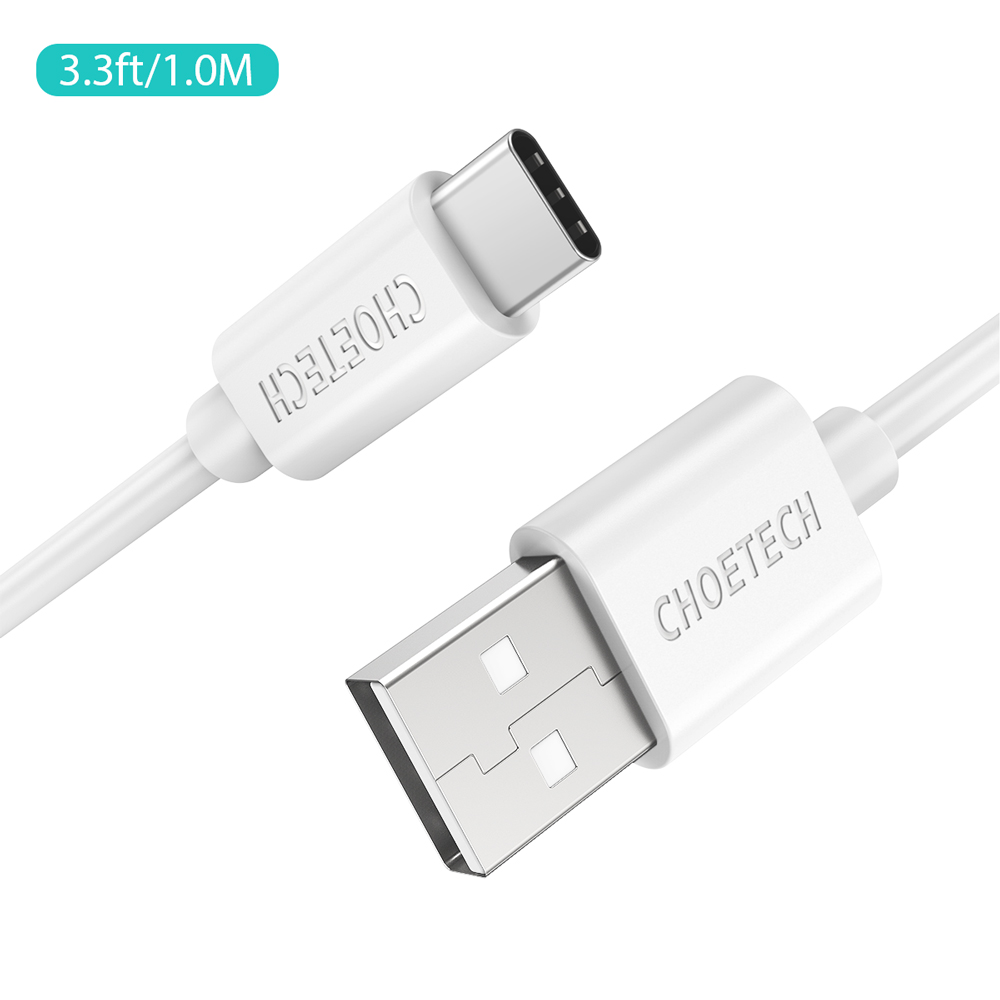 สายชาร์จ Choetech รุ่น USB-A to Type-C PVC Cable 1m (AC0002) - สีขาว