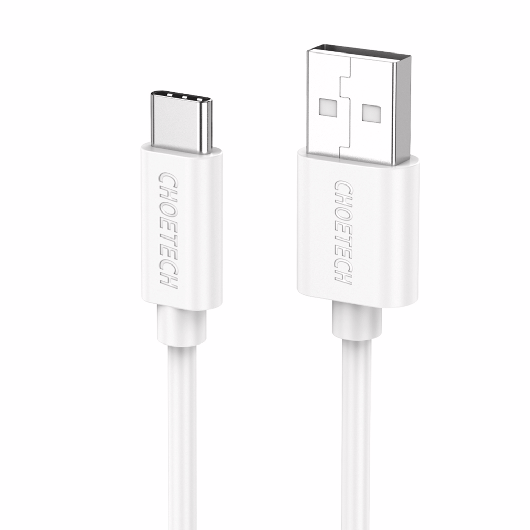 สายชาร์จ Choetech รุ่น USB-A to Type-C PVC Cable 1m (AC0002) - สีขาว
