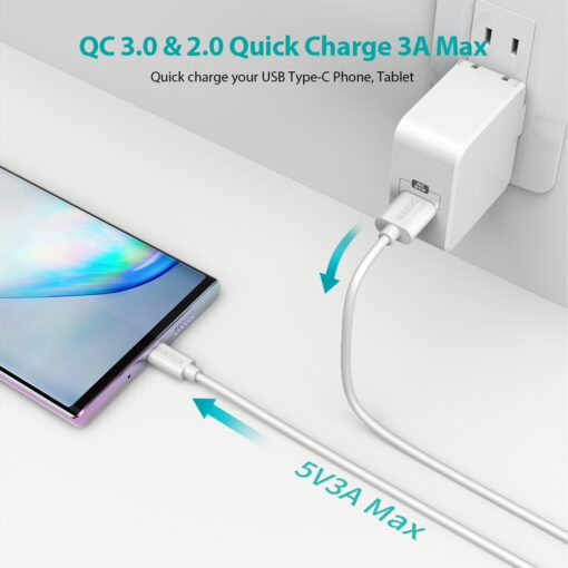 สายชาร์จ Choetech รุ่น USB-A to Type-C PVC Cable 1m (AC0002) - สีขาว - Image 3