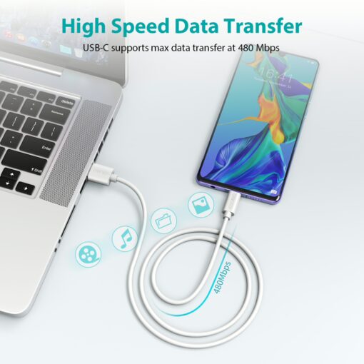 สายชาร์จ Choetech รุ่น USB-A to Type-C PVC Cable 1m (AC0002) - สีขาว - Image 4