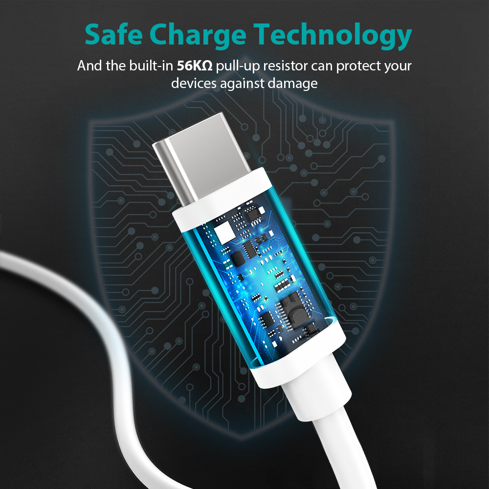 สายชาร์จ Choetech รุ่น USB-A to Type-C PVC Cable 1m (AC0002) - สีขาว