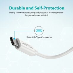 สายชาร์จ Choetech รุ่น USB-A to Type-C PVC Cable 1m (AC0002) - สีขาว