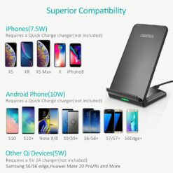 แท่นชาร์จไร้สาย Choetech รุ่น 10W Fast Wireless Charging Stand และสาย AC Cable 1.2m (T524-S) - สีดำ