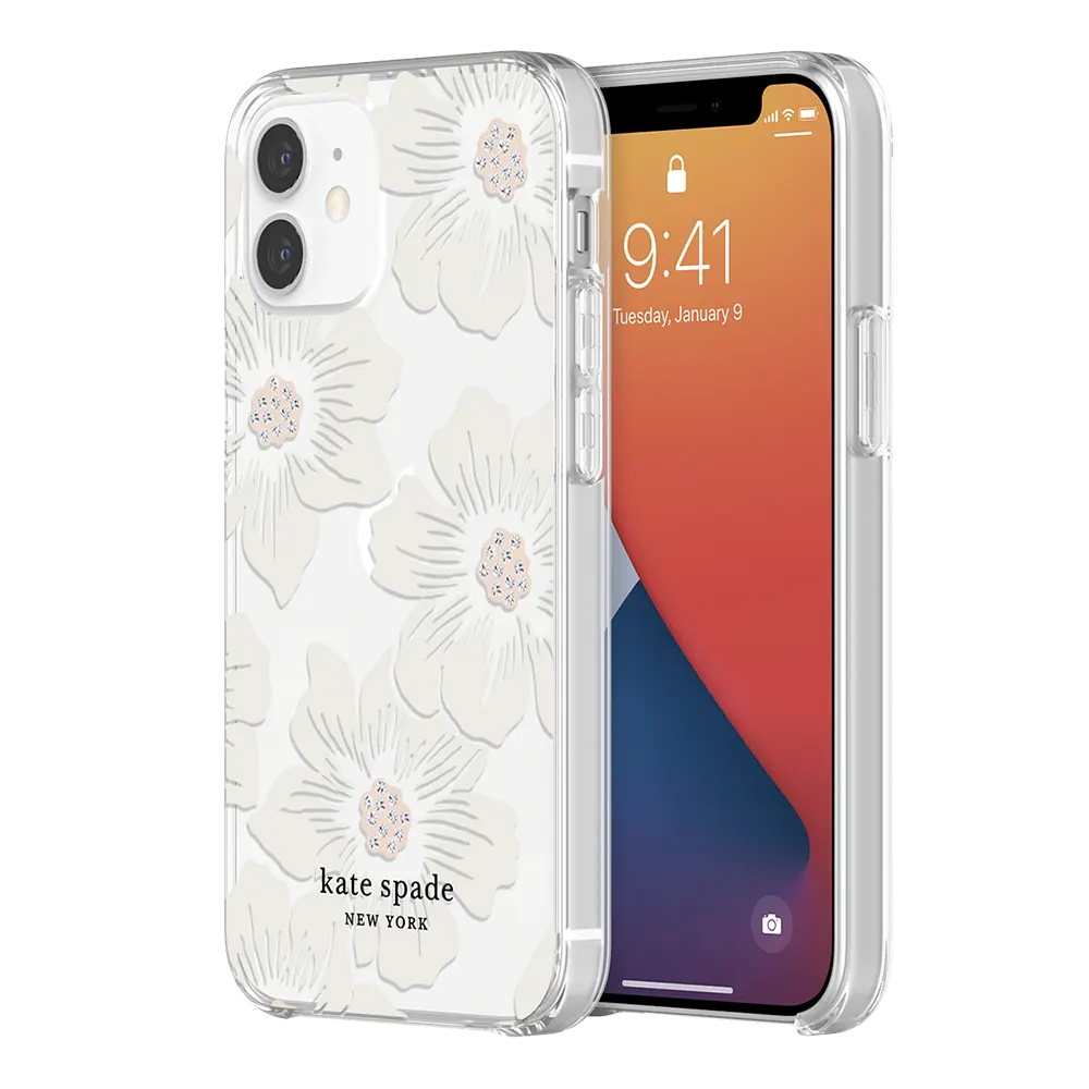 เคส Kate Spade New York รุ่น Protective Hardshell Case - iPhone 12 Mini - Hollyhock Floral Clear