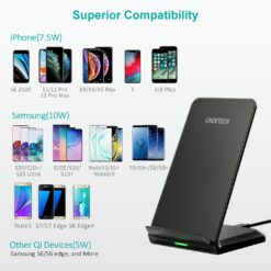 แท่นชาร์จไร้สาย Choetech รุ่น 10W Fast Wireless Charging Stand และสาย AC Cable 1.2m (T524-S) - สีดำ