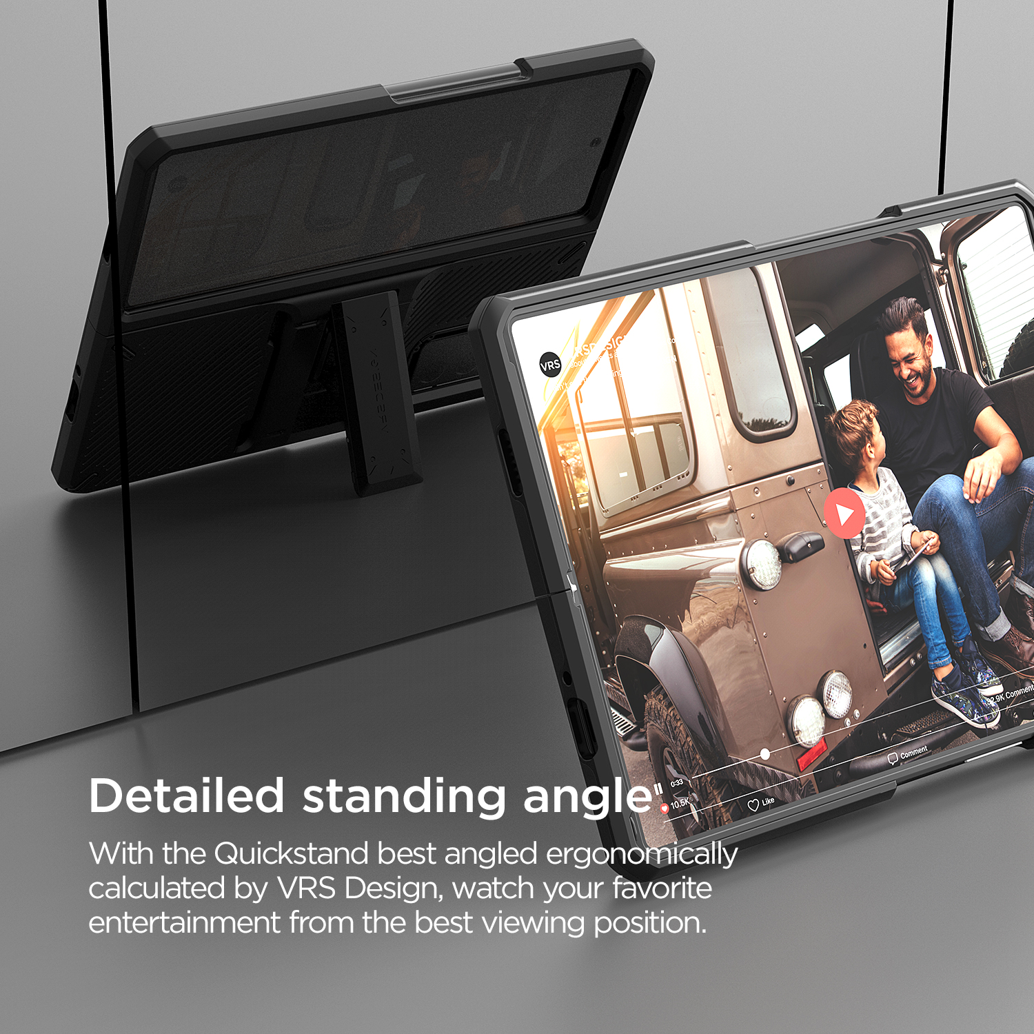 เคส VRS รุ่น QuickStand Pro - Samsung Galaxy Z Fold 2 - สีMatt Black