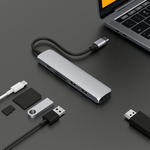 อุปกรณ์เชื่อมต่อ Hyper รุ่น Hyperdrive Bar 6-in-1 USB-C Hub - สีเงิน - Image 3