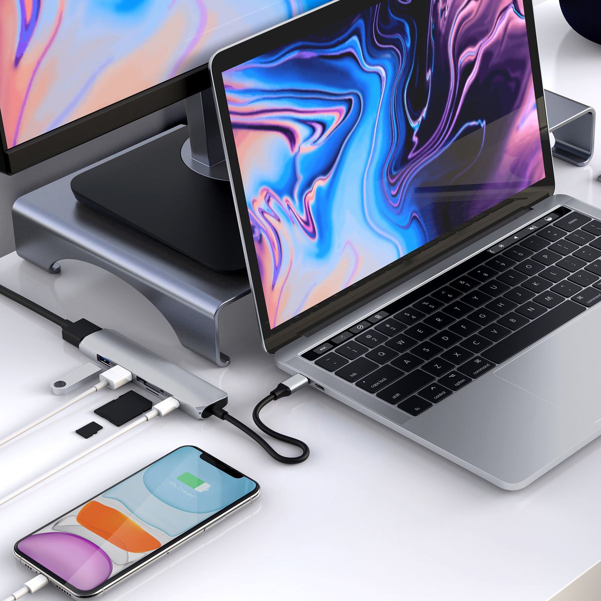 อุปกรณ์เชื่อมต่อ Hyper รุ่น Hyperdrive Bar 6-in-1 USB-C Hub - สีเงิน