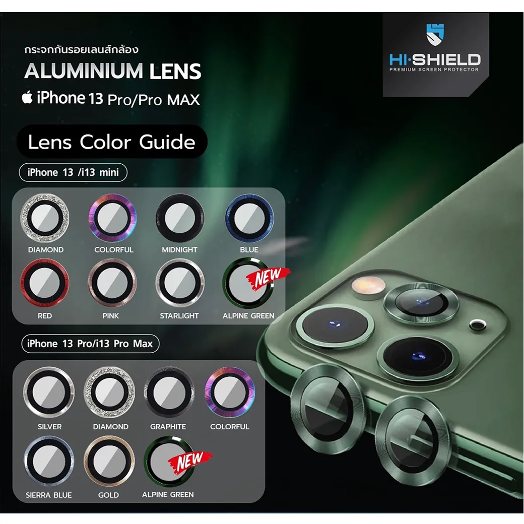กระจกนิรภัยเลนส์กล้อง Hishield รุ่น Aluminium Camera Lens - iPhone 13 Pro / iPhone 13 Pro Max