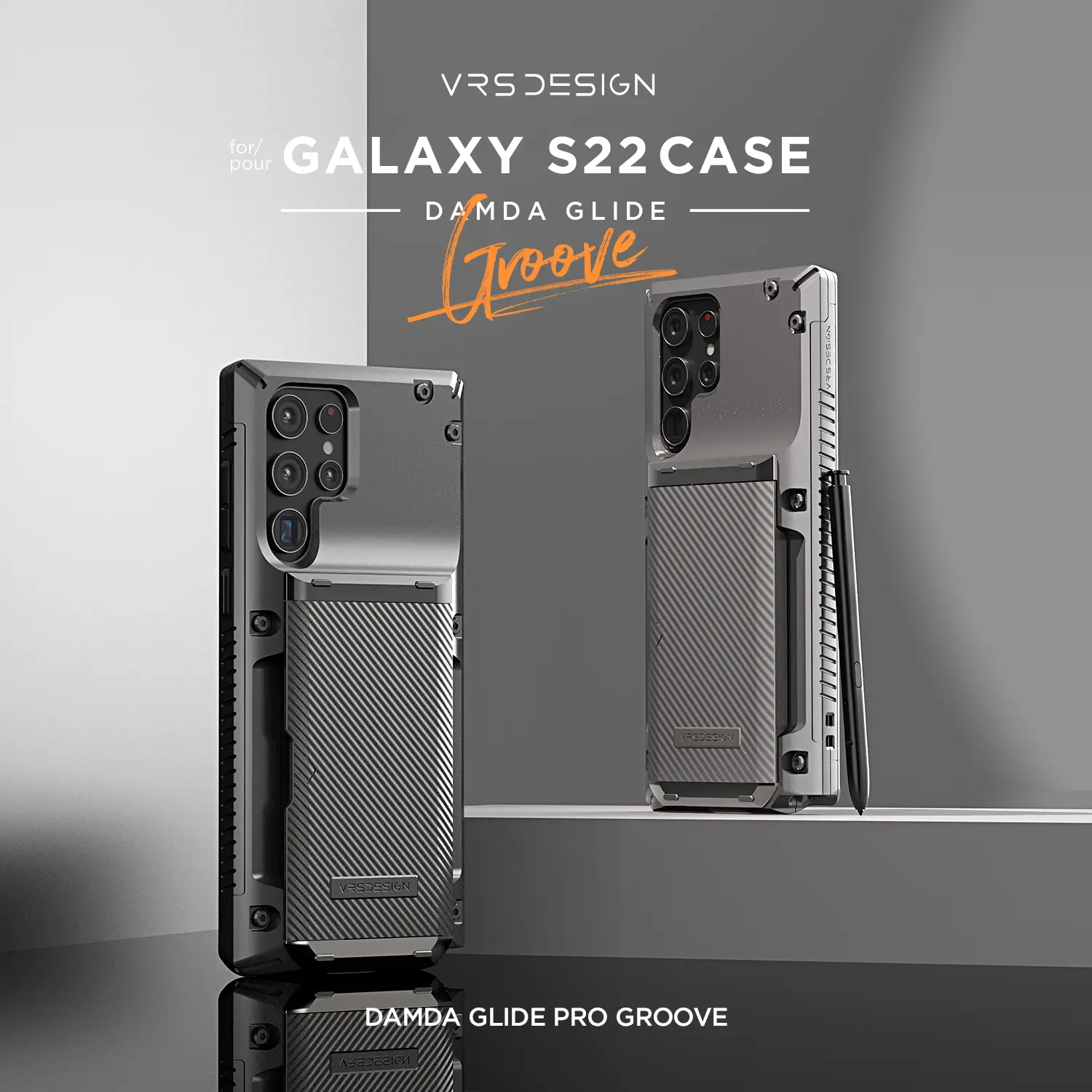 เคส VRS รุ่น Damda Glide Pro - Samsung Galaxy S22 Ultra - สี Metal Black Groove