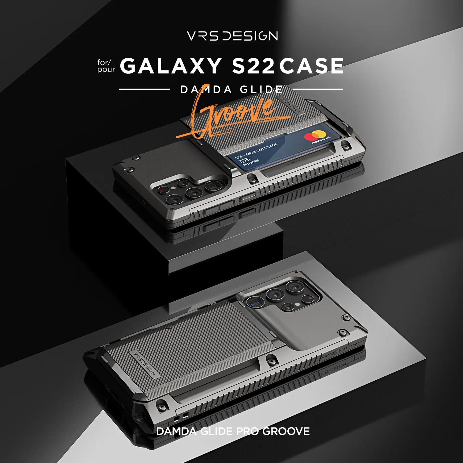 เคส VRS รุ่น Damda Glide Pro - Galaxy S22 Ultra - สี Metal Black Groove