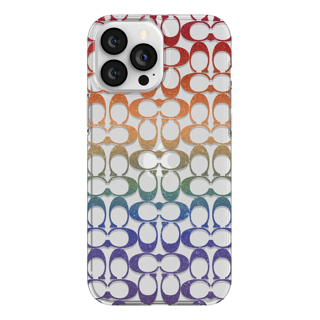 เคส Coach รุ่น Protective Case - iPhone 13 Pro Max - ลาย Rainbow Glitter Signature C