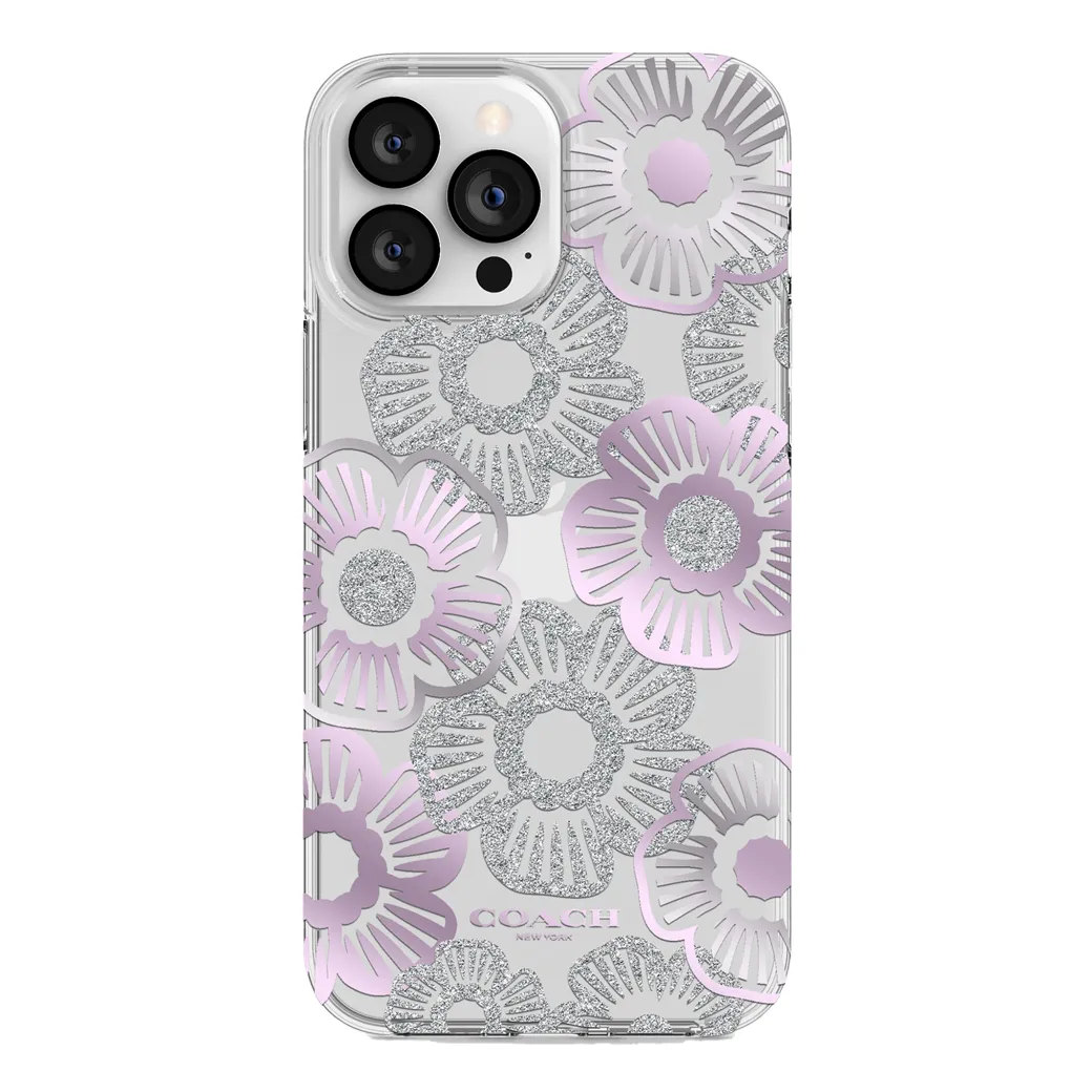 เคส Coach รุ่น Protective Case - iPhone 13 Pro Max - ลาย Tea Rose Ice Purple