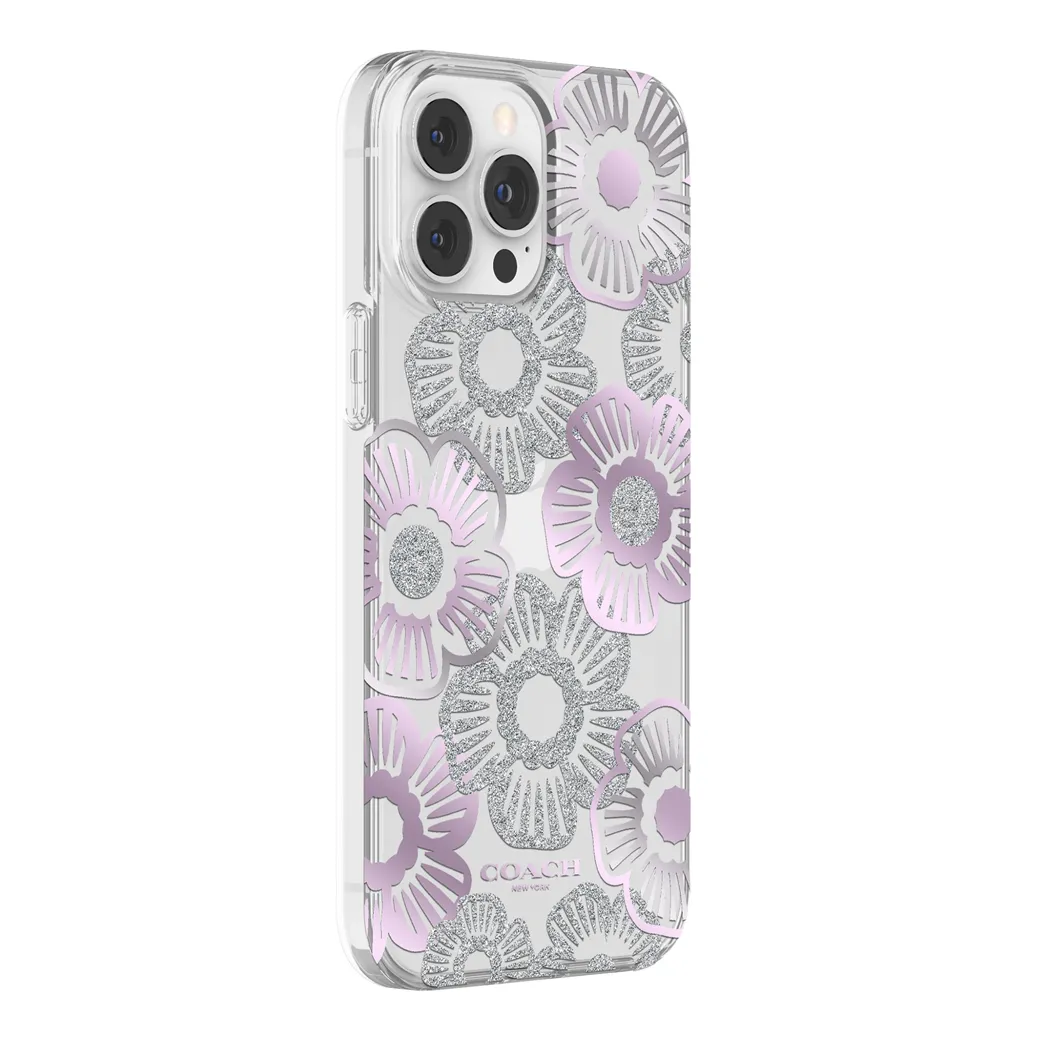 เคส Coach รุ่น Protective Case - iPhone 13 Pro Max - ลาย Tea Rose Ice Purple