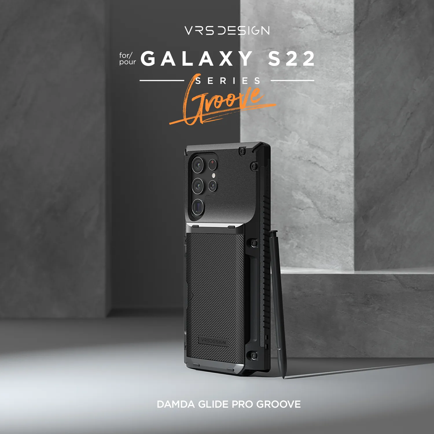 เคส VRS รุ่น Damda Glide Pro - Galaxy S22 Ultra - สี Black Groove