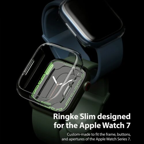 เคส Ringke รุ่น Slim - Apple Watch Series 7/8/9 (45mm) - สี Clear + Matte Black (แพ็ค 2 ชิ้น) - Image 4