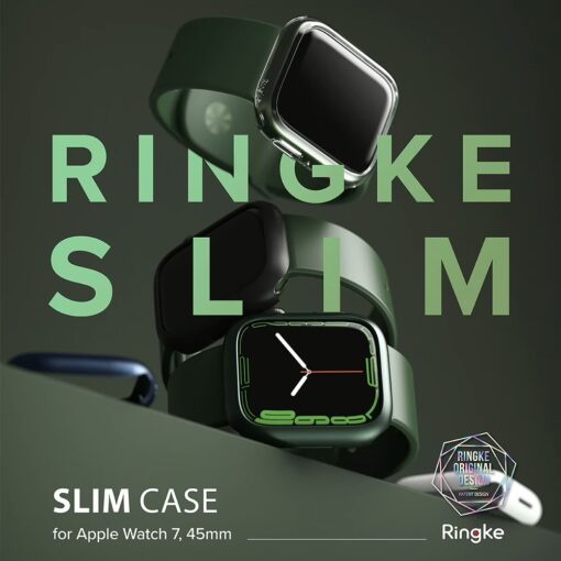 เคส Ringke รุ่น Slim - Apple Watch Series 7/8/9 (45mm) - สี Clear + Deep Green (แพ็ค 2 ชิ้น) - Image 3