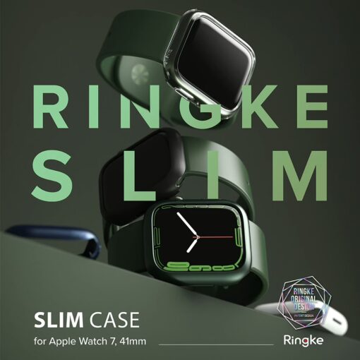 เคส Ringke รุ่น Slim - Apple Watch Series 7/8/9 (41mm) - สี Clear + Matte Black (แพ็ค 2 ชิ้น) - Image 2