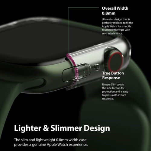 เคส Ringke รุ่น Slim - Apple Watch Series 7/8/9 (45mm) - สี Clear + Matte Black (แพ็ค 2 ชิ้น) - Image 2