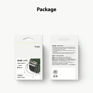 เคส Ringke รุ่น Slim - Apple Watch Series 7/8/9 (45mm) - สี Clear + Matte Black (แพ็ค 2 ชิ้น)