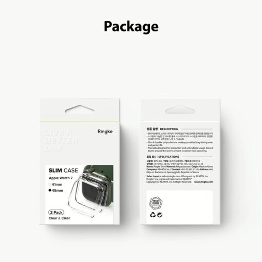 เคส Ringke รุ่น Slim - Apple Watch Series 7/8/9 (45mm) - สี Clear + Deep Green (แพ็ค 2 ชิ้น) - Image 14