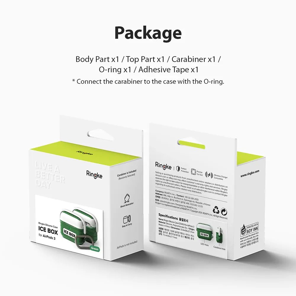 เคส Ringke รุ่น Silicone Case Ice Box - AirPods 3 - สี Green