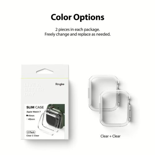 เคส Ringke รุ่น Slim - Apple Watch Series 7/8/9 (41mm) - สี Clear + Metallic Blue (แพ็ค 2 ชิ้น) - Image 13