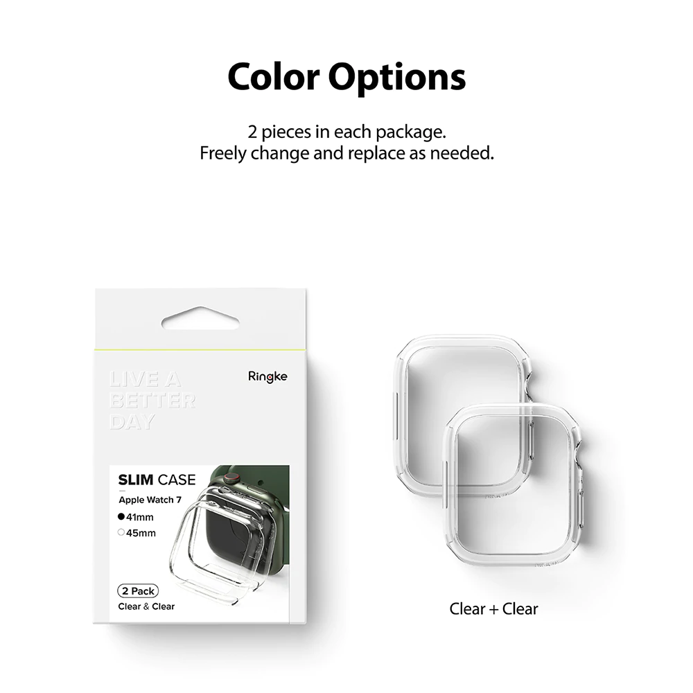 เคส Ringke รุ่น Slim - Apple Watch Series 7 (41mm) - สี Clear + Drak Chrome (แพ็ค 2 ชิ้น)