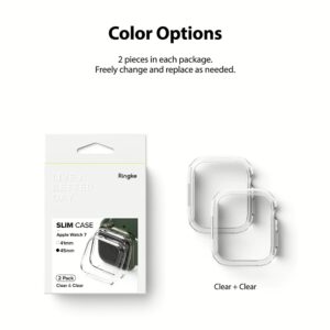 เคส Ringke รุ่น Slim - Apple Watch Series 7/8/9 (45mm) - สี Clear + Matte Black (แพ็ค 2 ชิ้น)