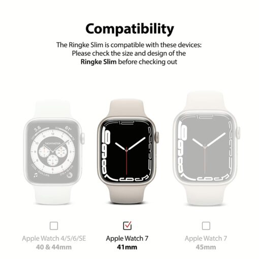 เคส Ringke รุ่น Slim - Apple Watch Series 7/8/9 (41mm) - สี Clear + Matte Black (แพ็ค 2 ชิ้น) - Image 12