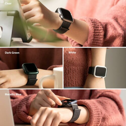เคส Ringke รุ่น Slim - Apple Watch Series 7/8/9 (41mm) - สี Clear + Metallic Blue (แพ็ค 2 ชิ้น) - Image 10
