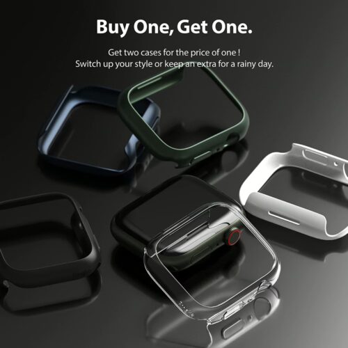 เคส Ringke รุ่น Slim - Apple Watch Series 7/8/9 (45mm) - สี Clear + Matte Black (แพ็ค 2 ชิ้น) - Image 6