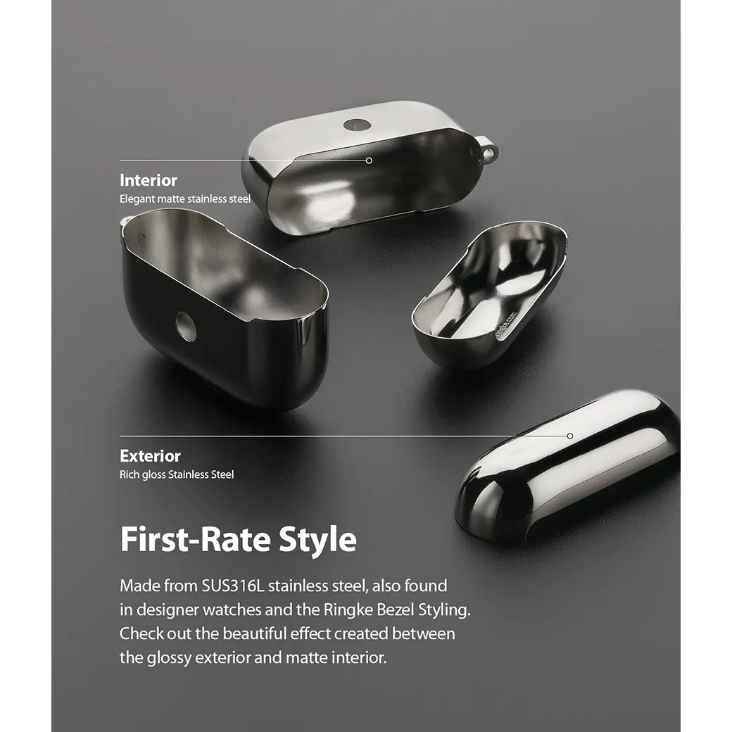เคส Ringke รุ่น Stainless Steel - AirPods Pro - สี Silver