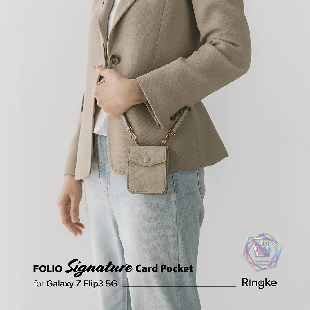 เคส Ringke รุ่น Folio Signature Card Pocket - Samsung Galaxy Z Flip 3 - สี Beige
