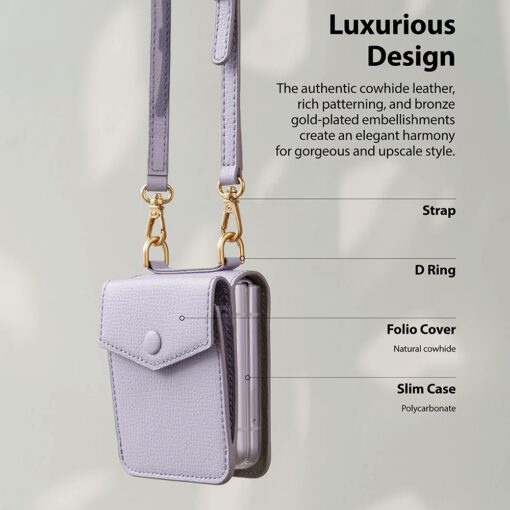 เคส Ringke รุ่น Folio Signature Card Pocket - Galaxy Z Flip 3 - สี Light Purple - Image 7