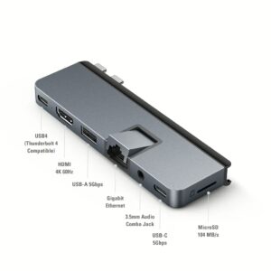 อุปกรณ์เชื่อมต่อ Hyper รุ่น HyperDrive Duo Pro 7 in 2 USB-C Hub for MacBook Pro 2021 - สีเทา