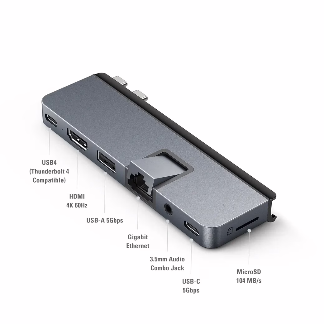 อุปกรณ์เชื่อมต่อ Hyper รุ่น HyperDrive Duo Pro 7 in 2 USB-C Hub for MacBook Pro 2021 - สีเทา