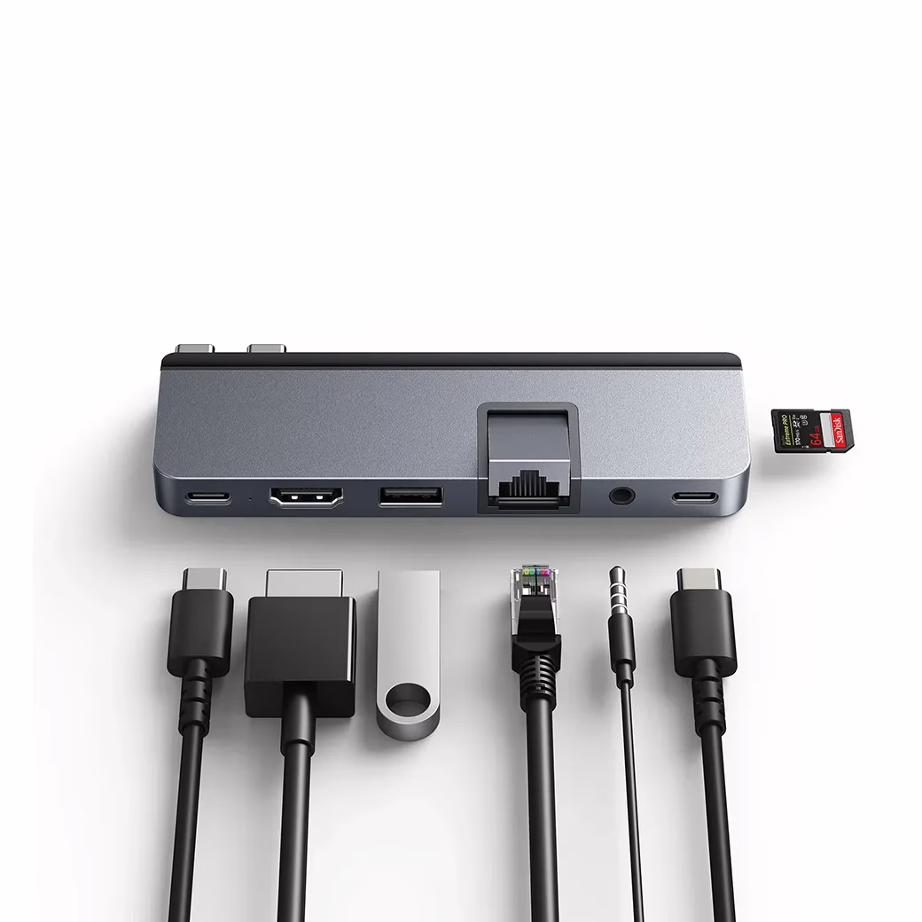 อุปกรณ์เชื่อมต่อ Hyper รุ่น HyperDrive Duo Pro 7 in 2 USB-C Hub for MacBook Pro 2021 - สีเทา