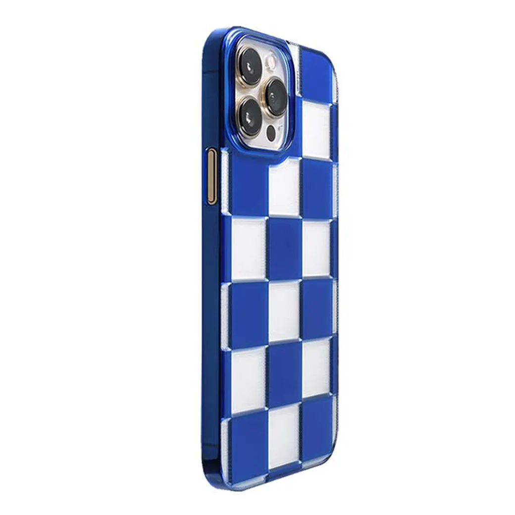 เคส Power Support รุ่น Kiriko ลาย Ichimatsu - iPhone 13 Pro Max - สีน้ำเงิน