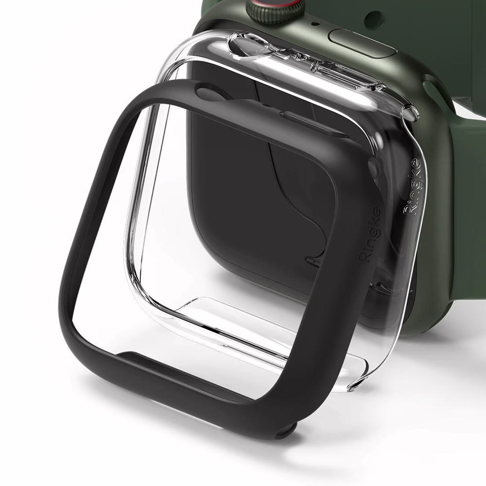 เคส Ringke รุ่น Slim - Apple Watch Series 7/8/9 (45mm) - สี Clear + Matte Black (แพ็ค 2 ชิ้น)