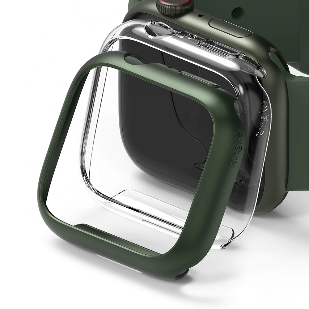 เคส Ringke รุ่น Slim - Apple Watch Series 7 (45mm) - สี Clear + Deep Green (แพ็ค 2 ชิ้น)