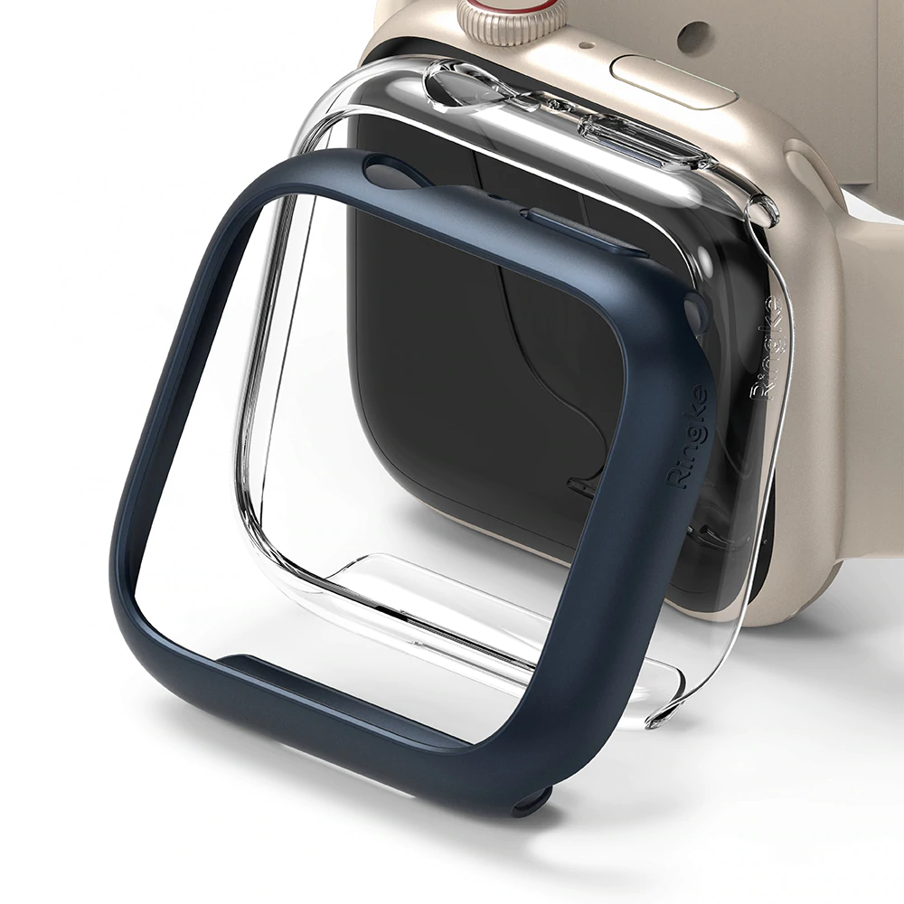 เคส Ringke รุ่น Slim - Apple Watch Series 7/8/9 (41mm) - สี Clear + Metallic Blue (แพ็ค 2 ชิ้น)