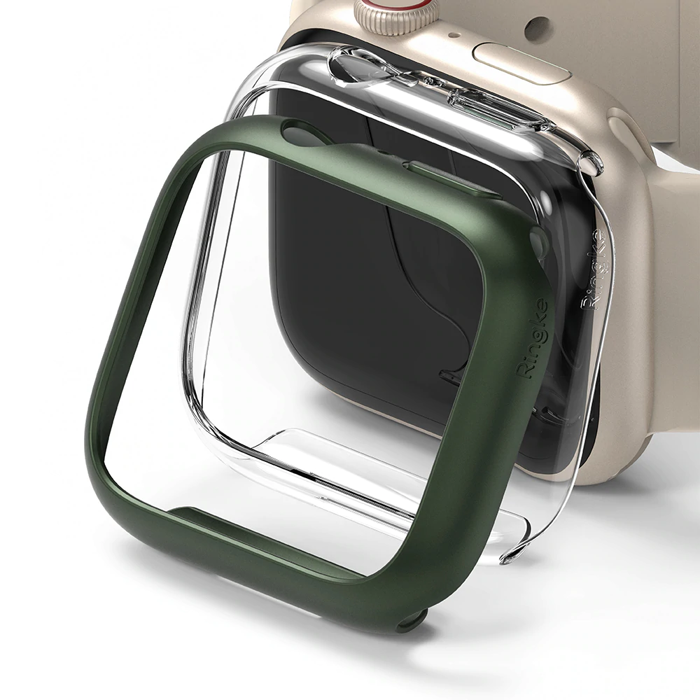 เคส Ringke รุ่น Slim - Apple Watch Series 7 (41mm) - สี Clear + Deep Green (แพ็ค 2 ชิ้น)